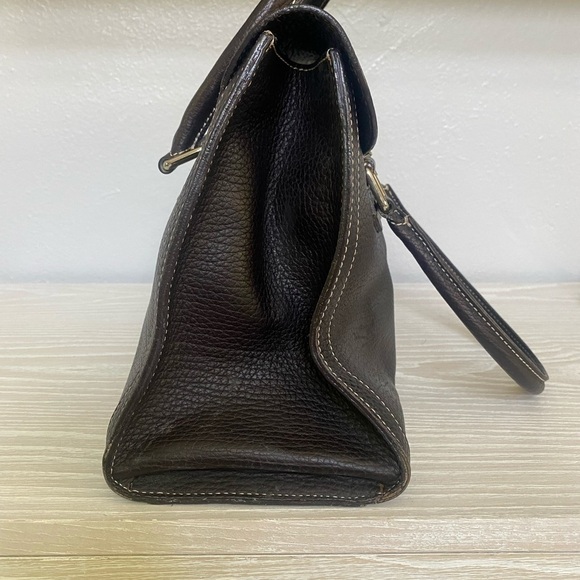 Dooney & Bourke Brown Pebbled Leather Top Handle Satchel Bag - Picture 8 of 13